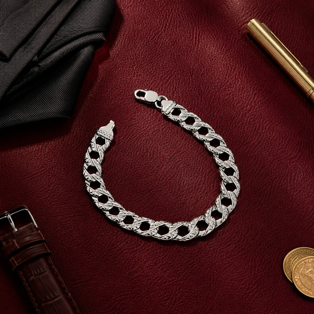 Textured Curb Chain Bracelet