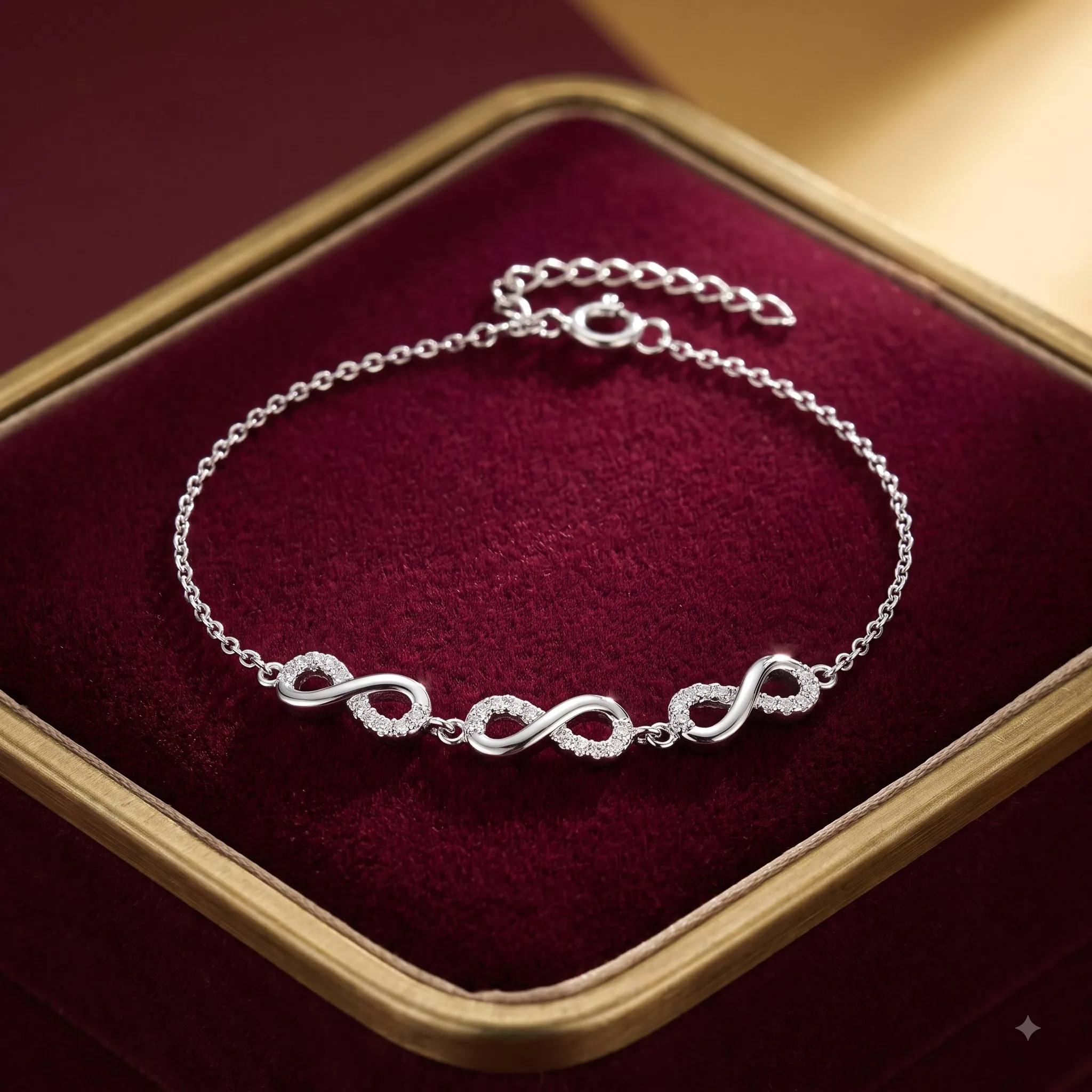 Silver Triple Infinity CZ Bracelet