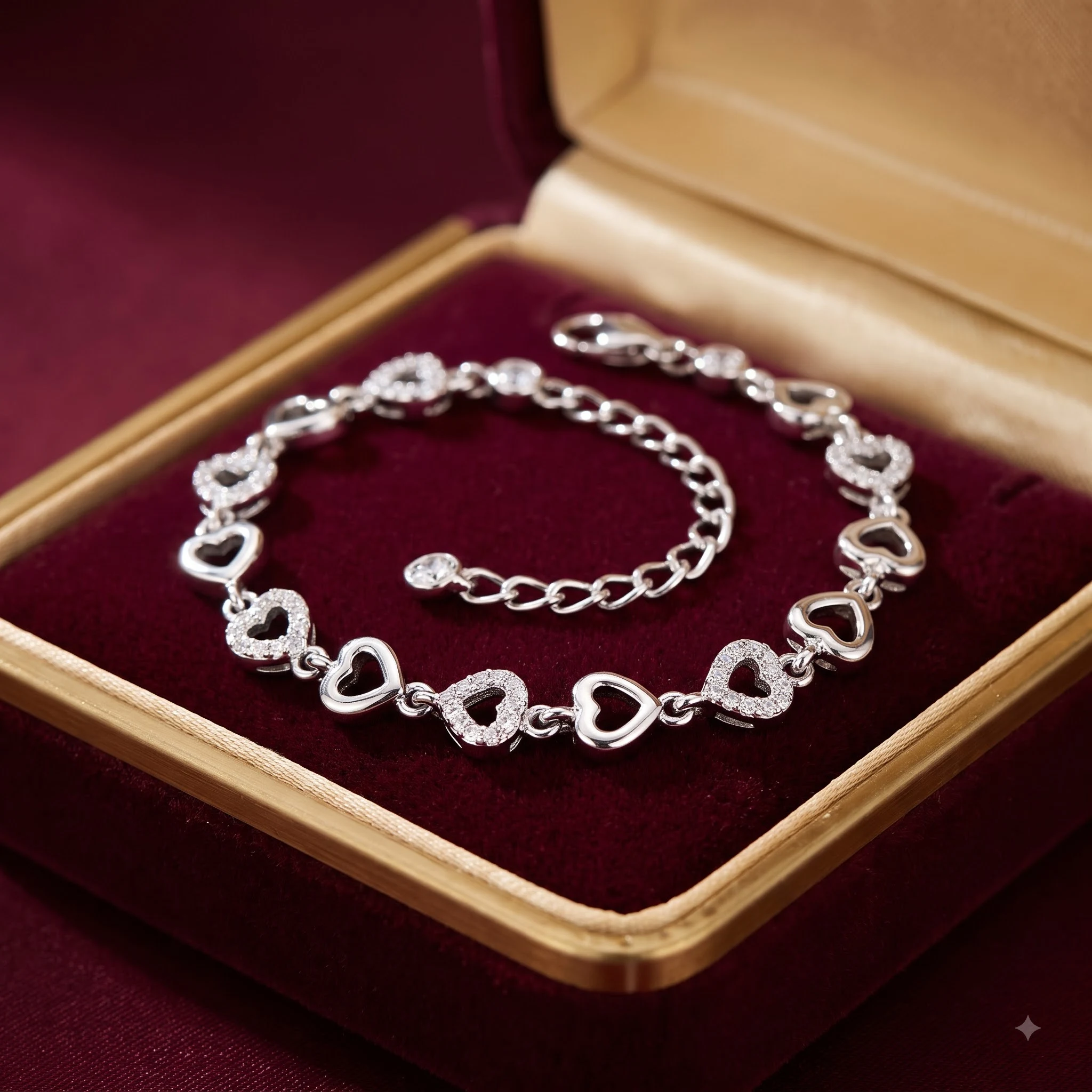 Silver Heart Bead Bracelet