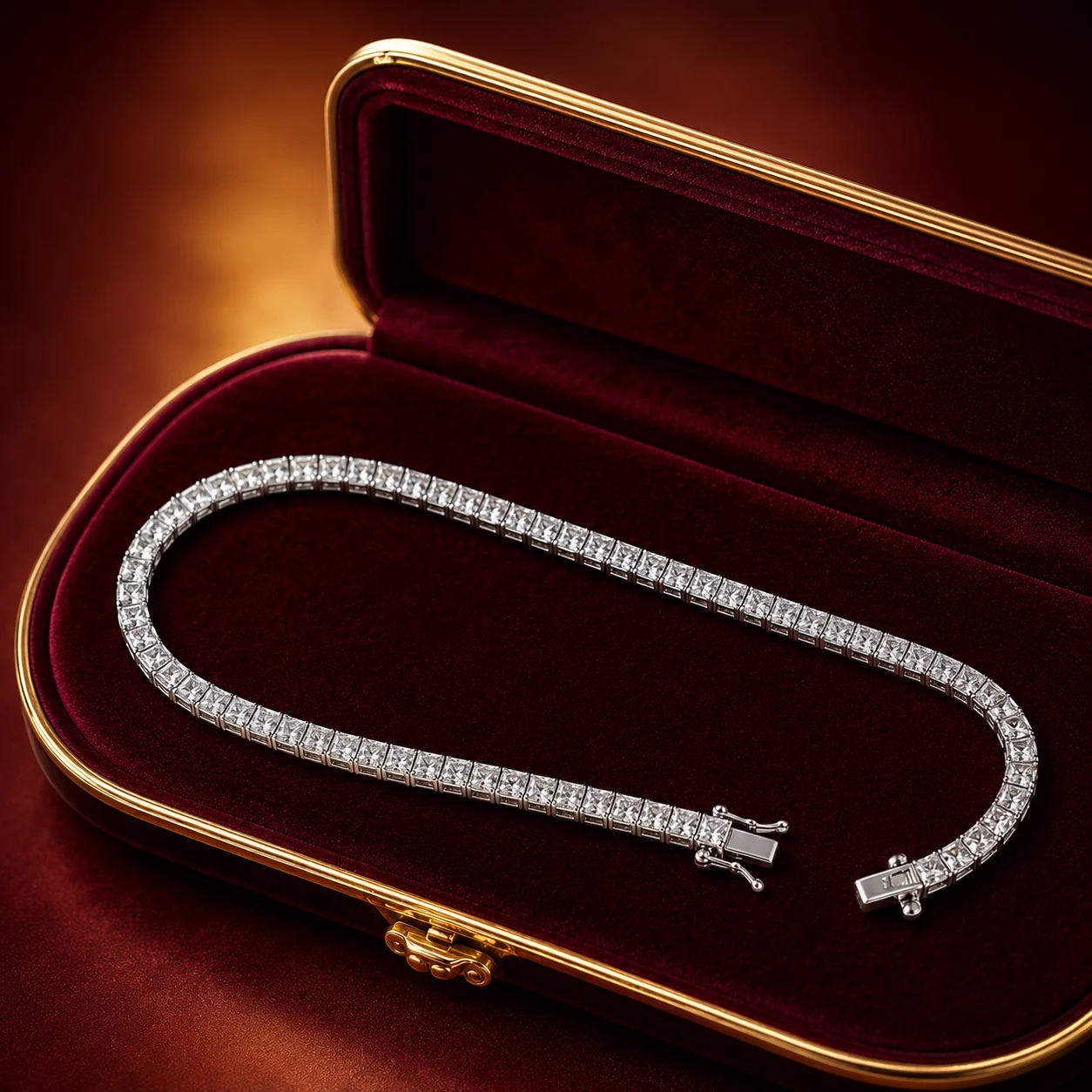 Silver Princess-Cut CZ Tennis Bracelet