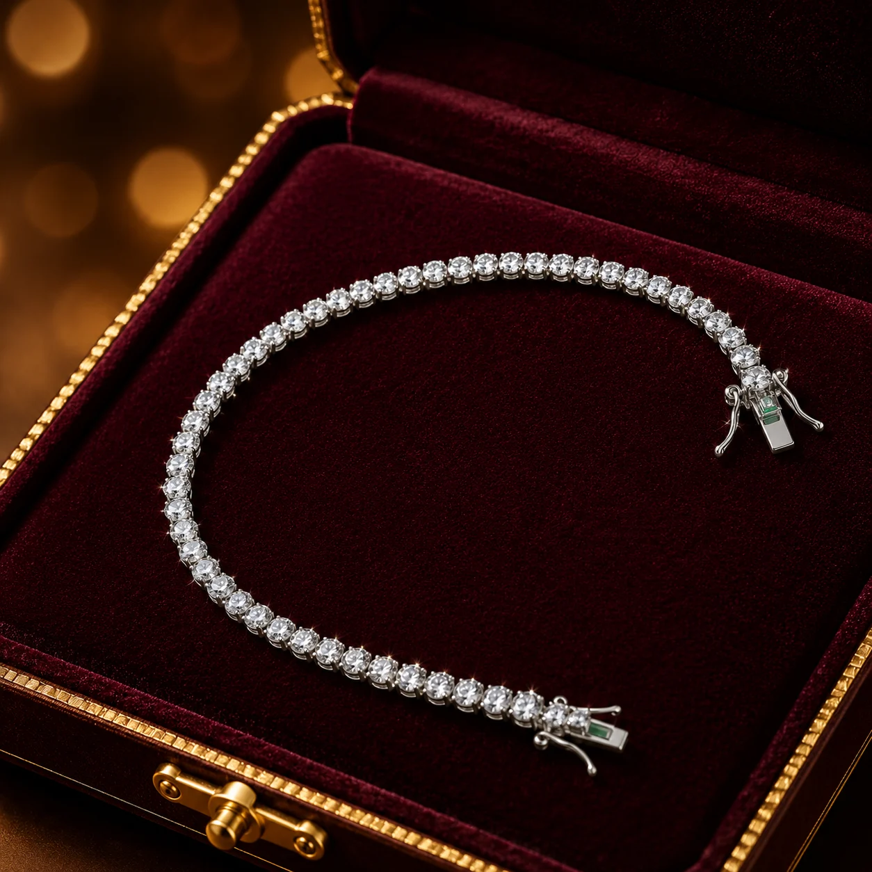 Silver CZ Tennis Bracelet with Accent Stone