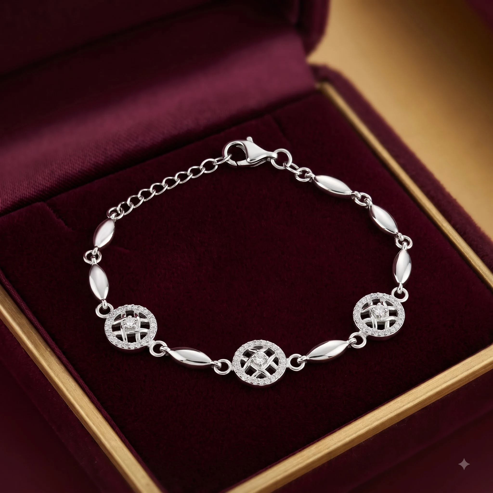Silver Marquise Charm Bracelet