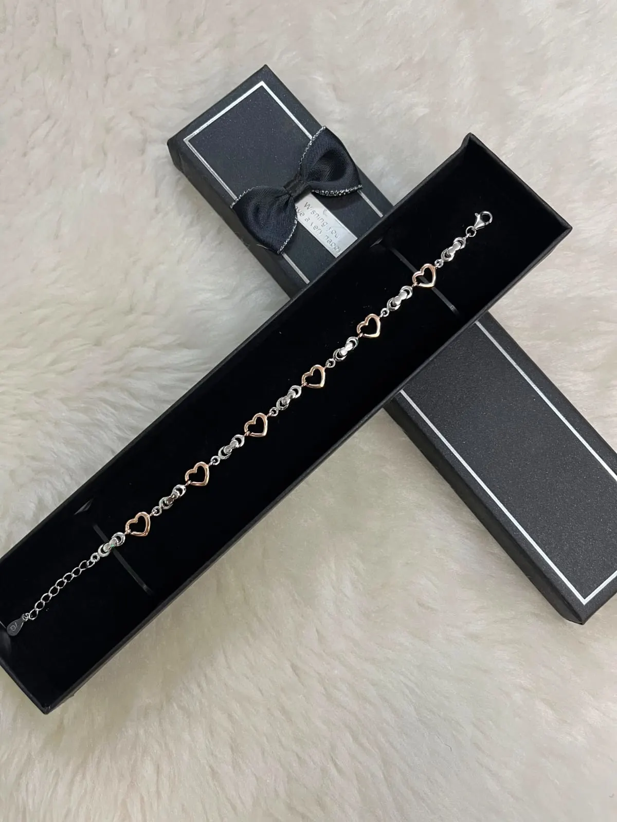 Rose Gold Heart Link Bracelet