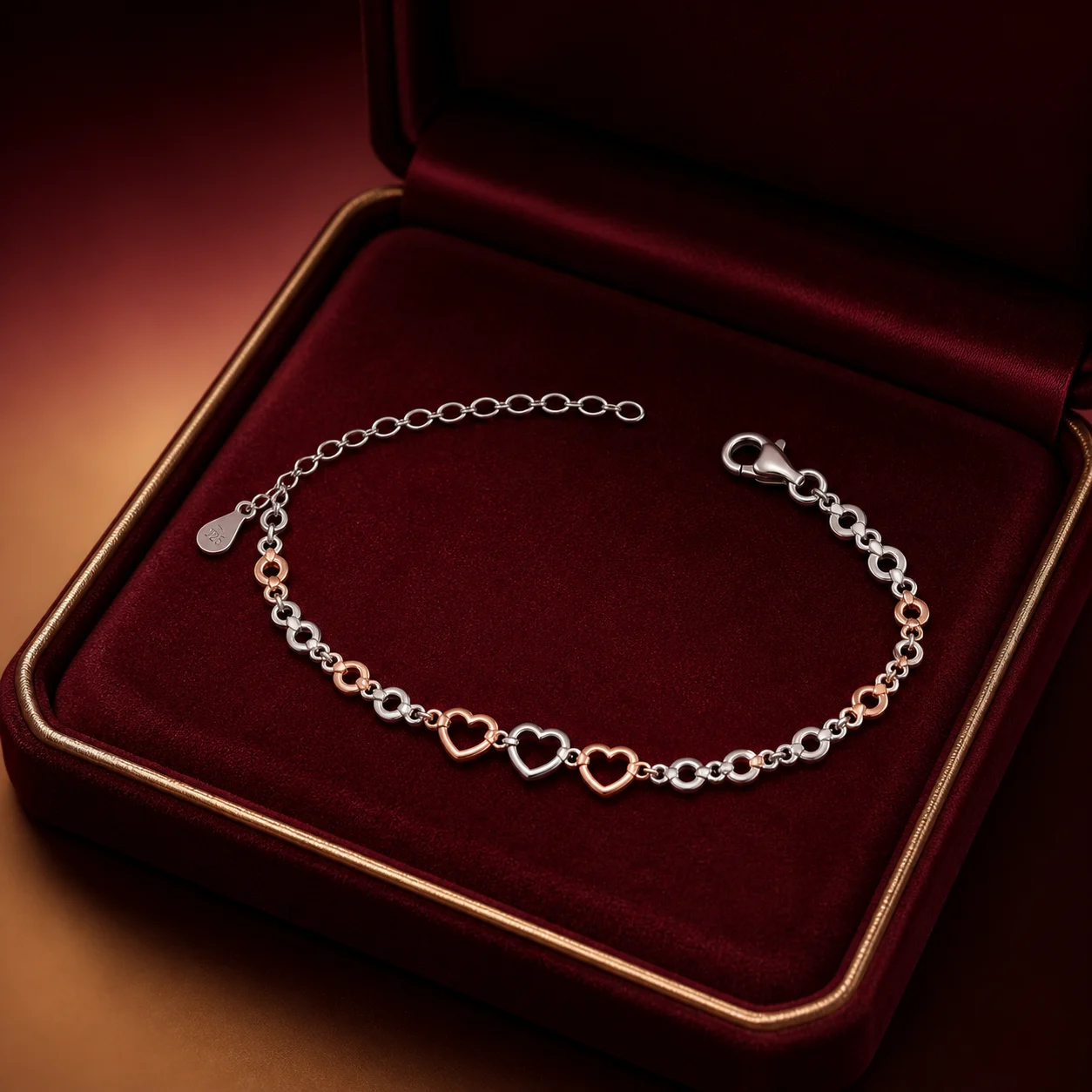 Rose Gold Heart Chain Bracelet
