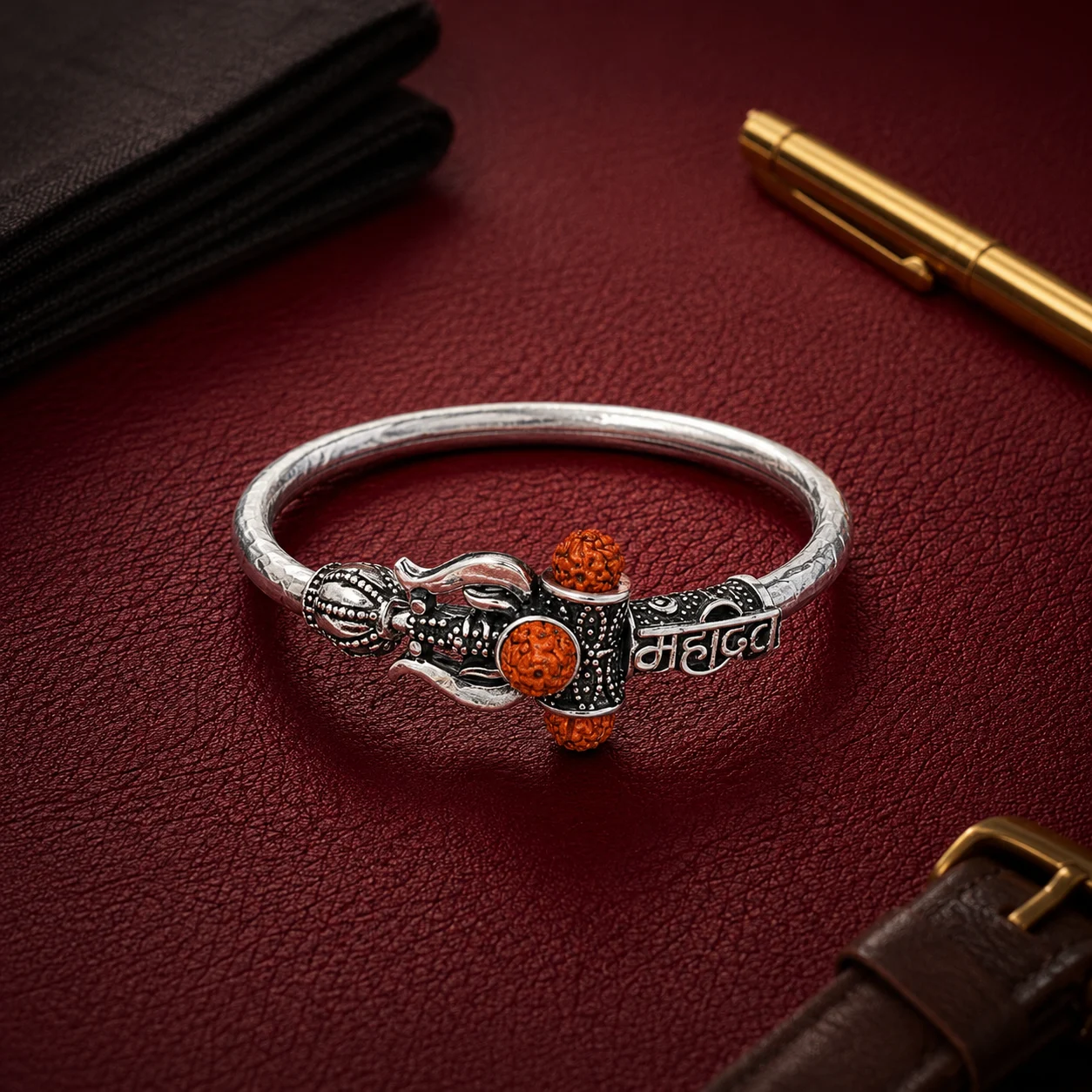 Silver Trishul Rudraksha Kada
