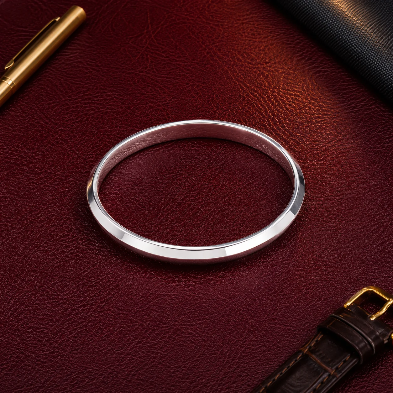 Silver Bevelled Edge Kada