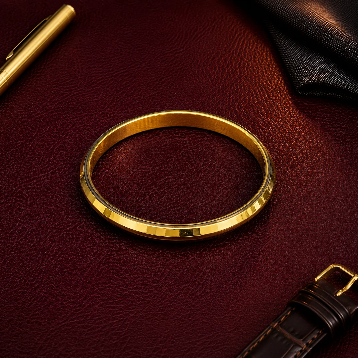 Gold-Tone Bevelled Kada