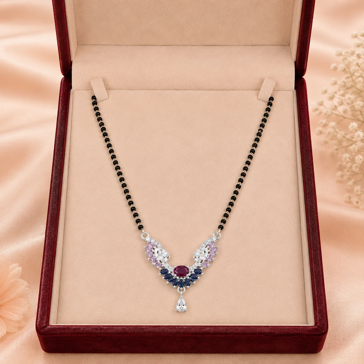 Angel Wing Ruby Purple Mangalsutra