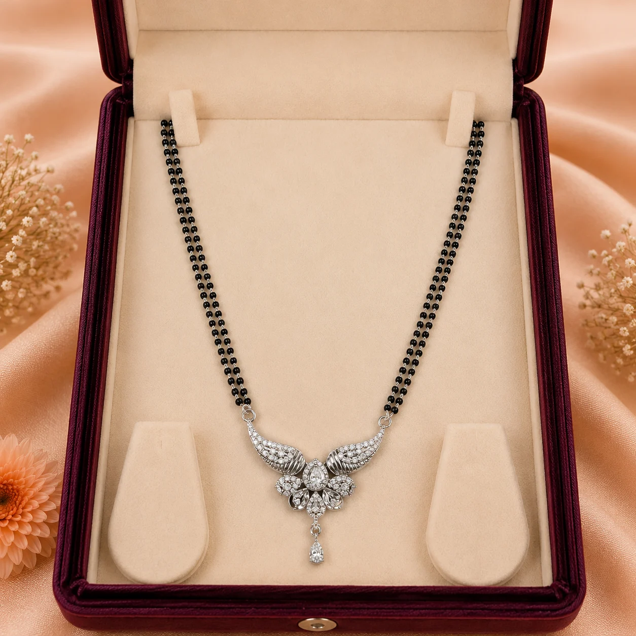 Wing Floral Drop Mangalsutra