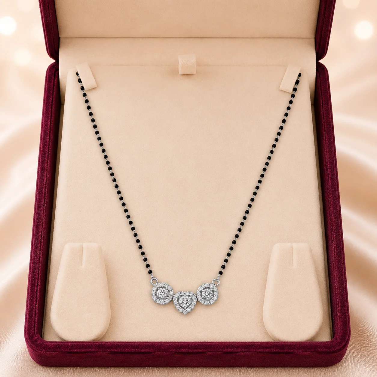 Triple Halo Heart Mangalsutra