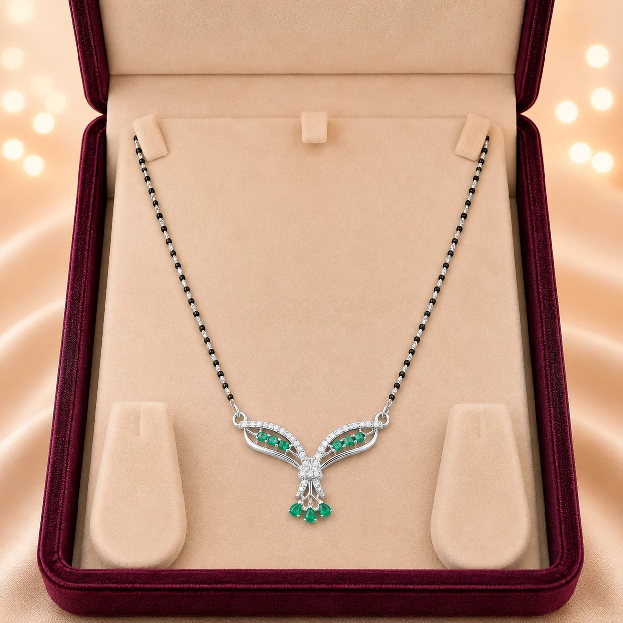 Emerald Wing Beaded Chain Mangalsutra