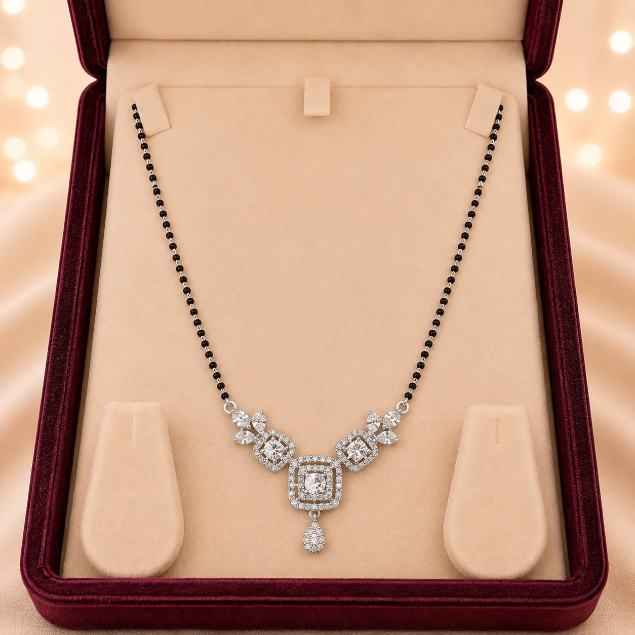 Layered Marquise Cluster Drop Mangalsutra