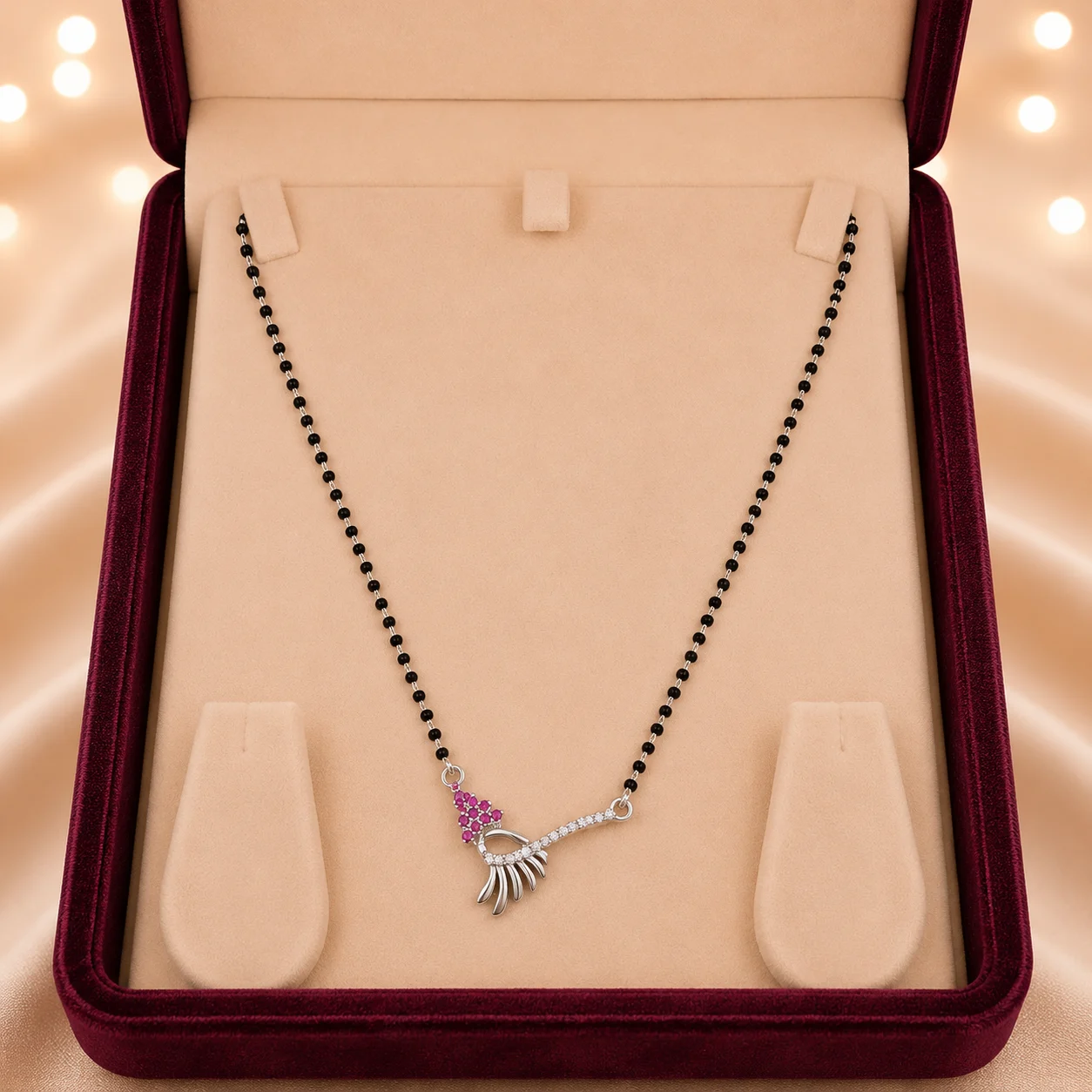 Ruby Fan Swirl Mangalsutra
