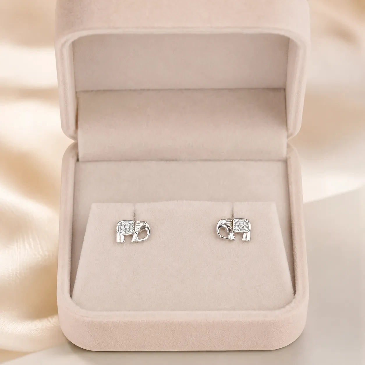 Silver Pave Buckle Stud Earrings
