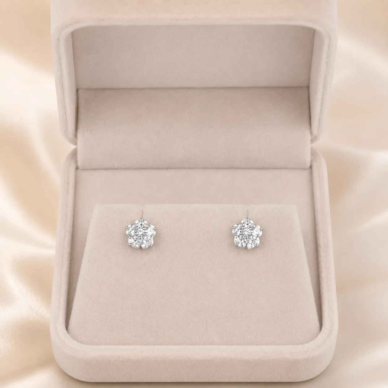 Silver Snowflake Cluster Stud Earrings