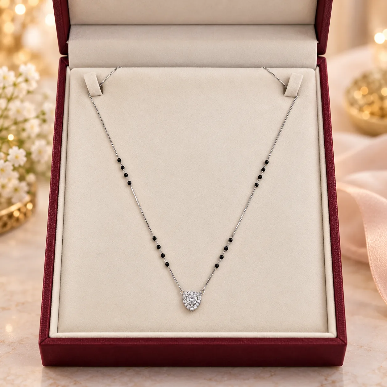 Solitaire Heart Halo Mangalsutra