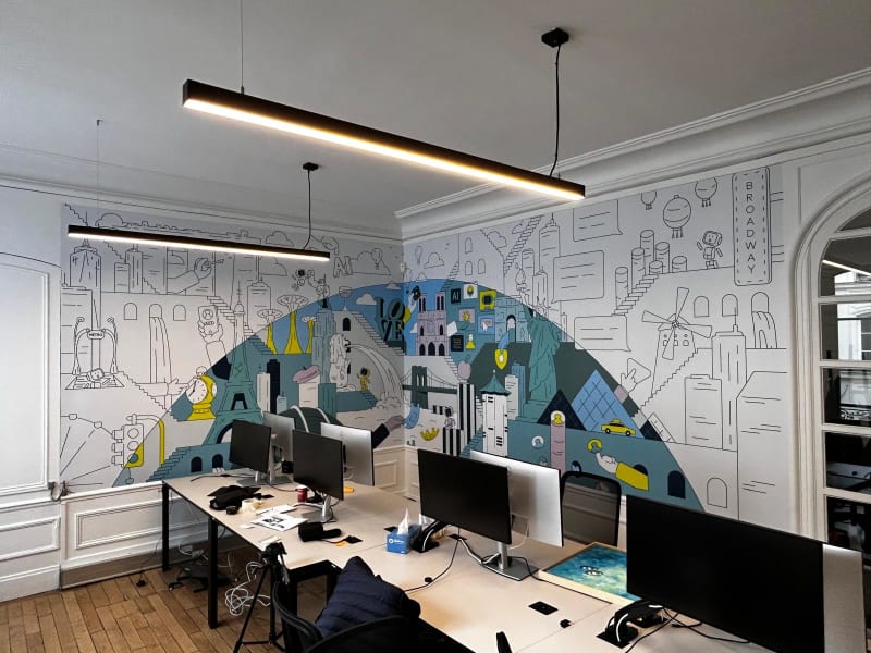 Fresque murale sur mesure en espace de bureaux — Im-Pose Paris