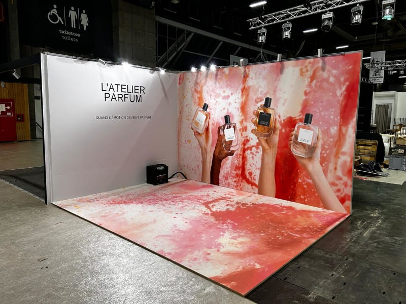 Stand d'exposition L'Atelier Parfum, scénographie événementielle — Im-Pose Paris