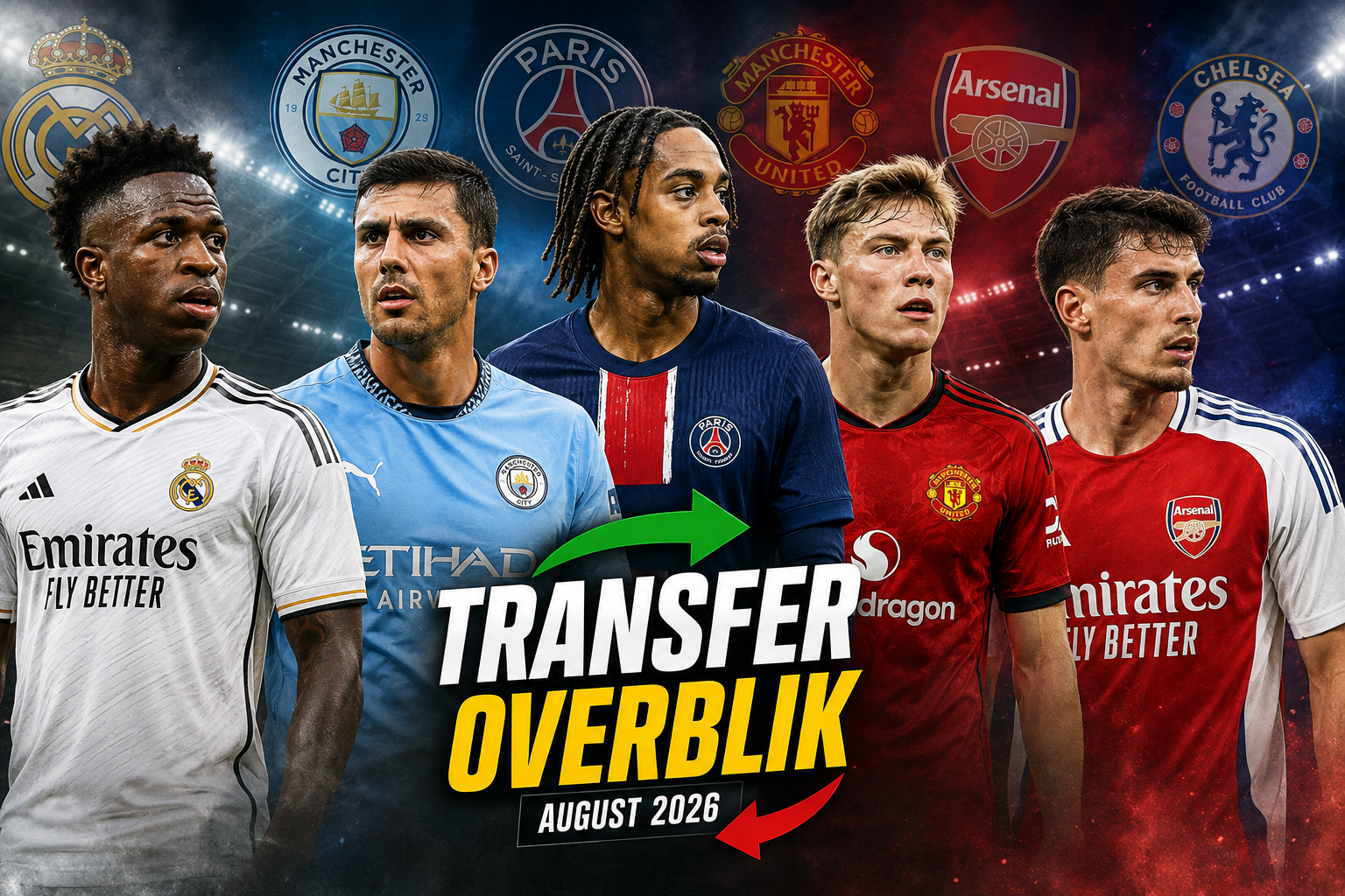 Transferoverblik august 2026: Rodri, Vinicius, Arsenal og Manchester United
