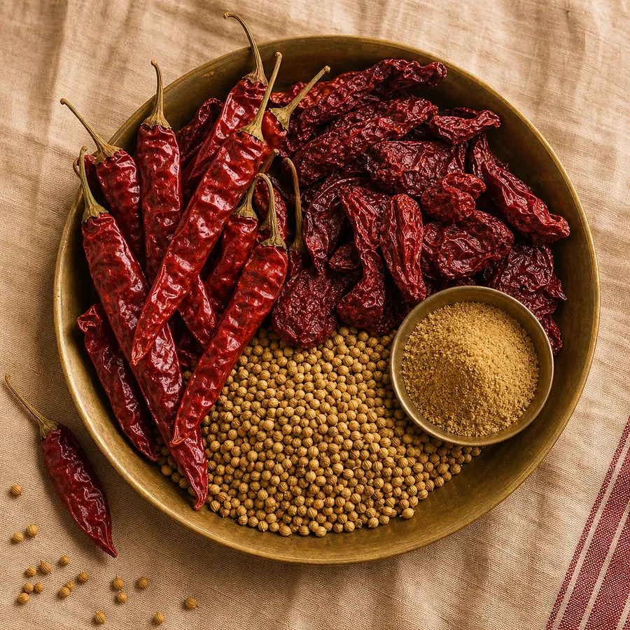 Red chillies & coriander