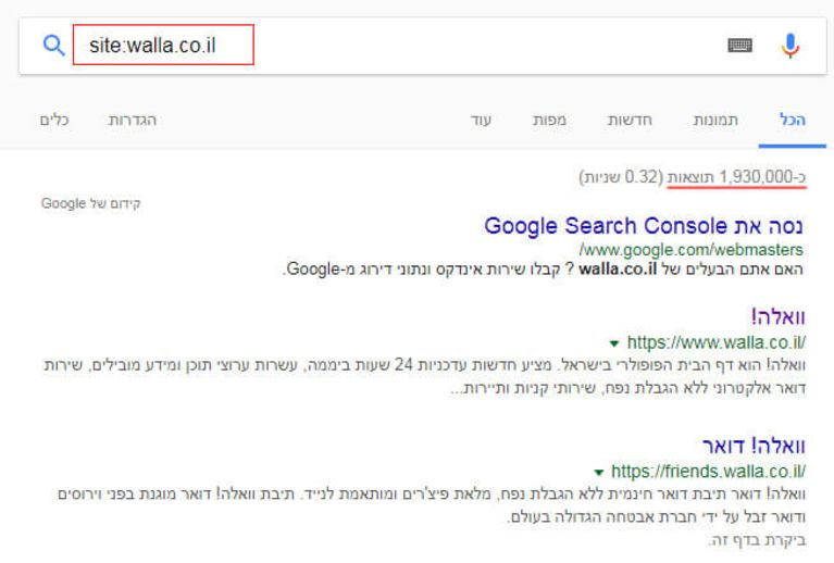 ניראות אתר במנוע חיפוש