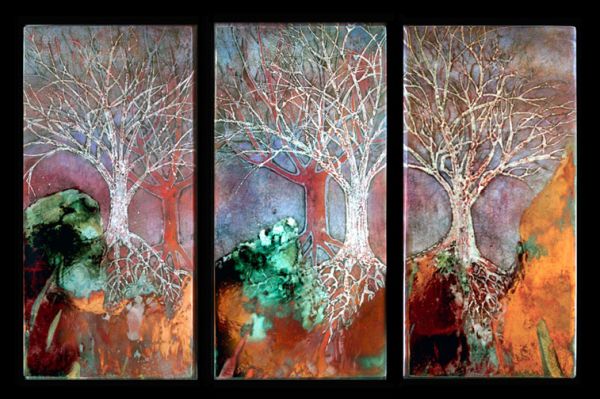 Raku tree triptych