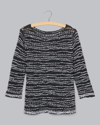Nubbly Cotton Tape Wave Pullover