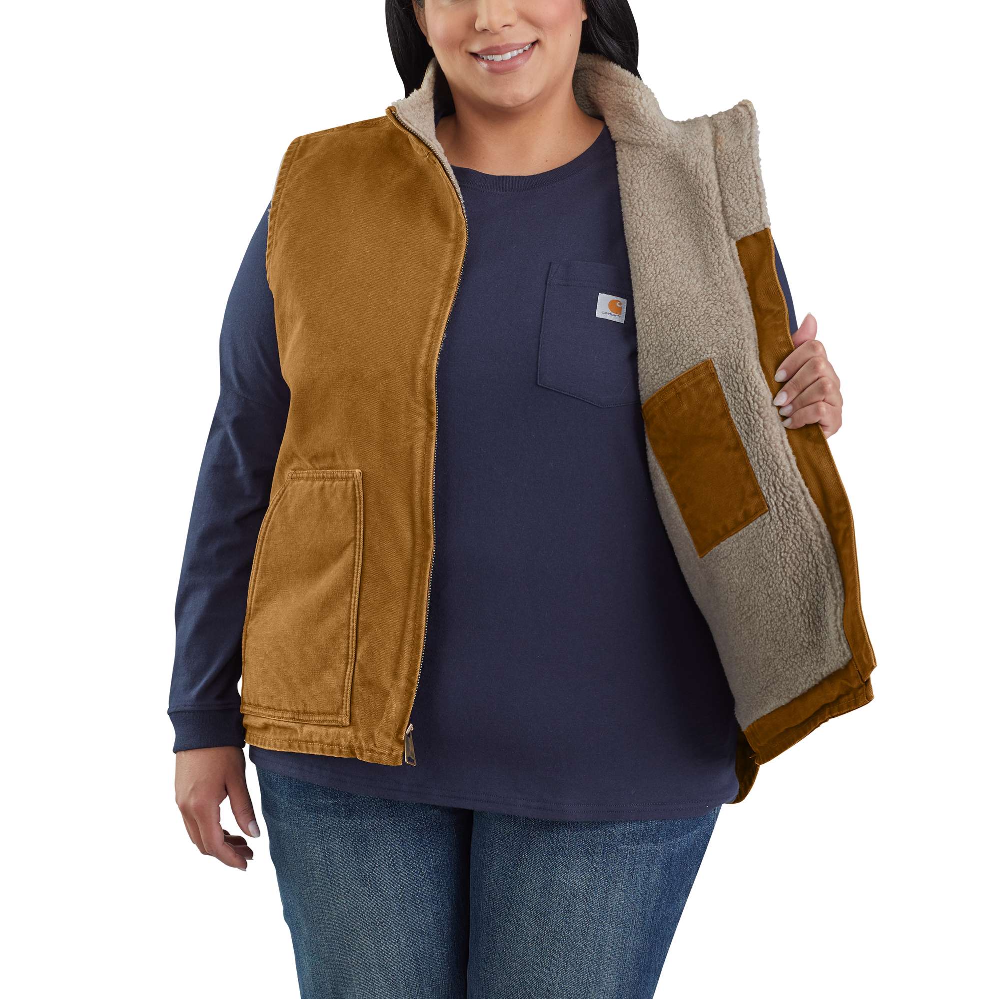 women's carhartt sherpa mock neck vest