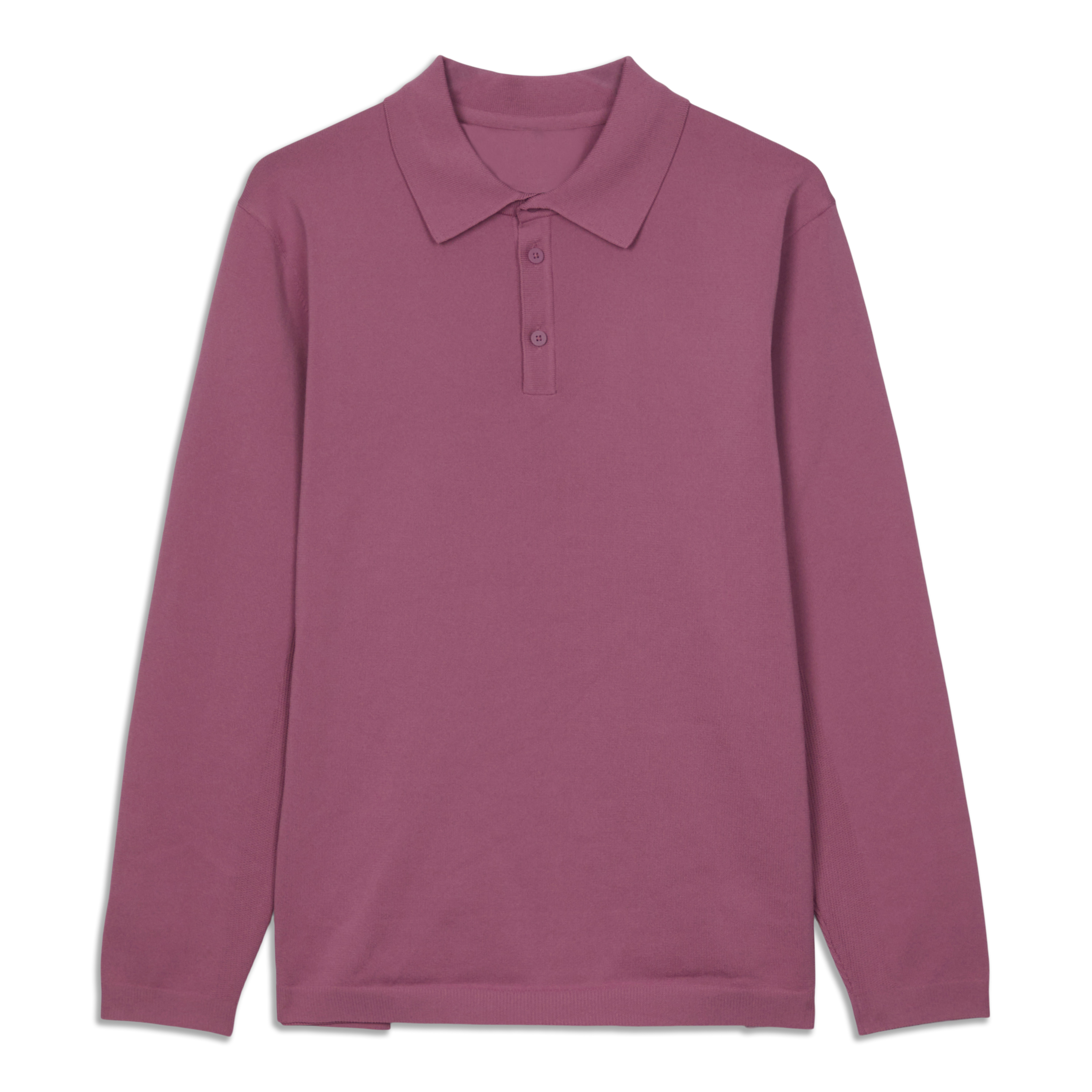 Lightweight Knit Long-Sleeve Polo Shirt - Resale