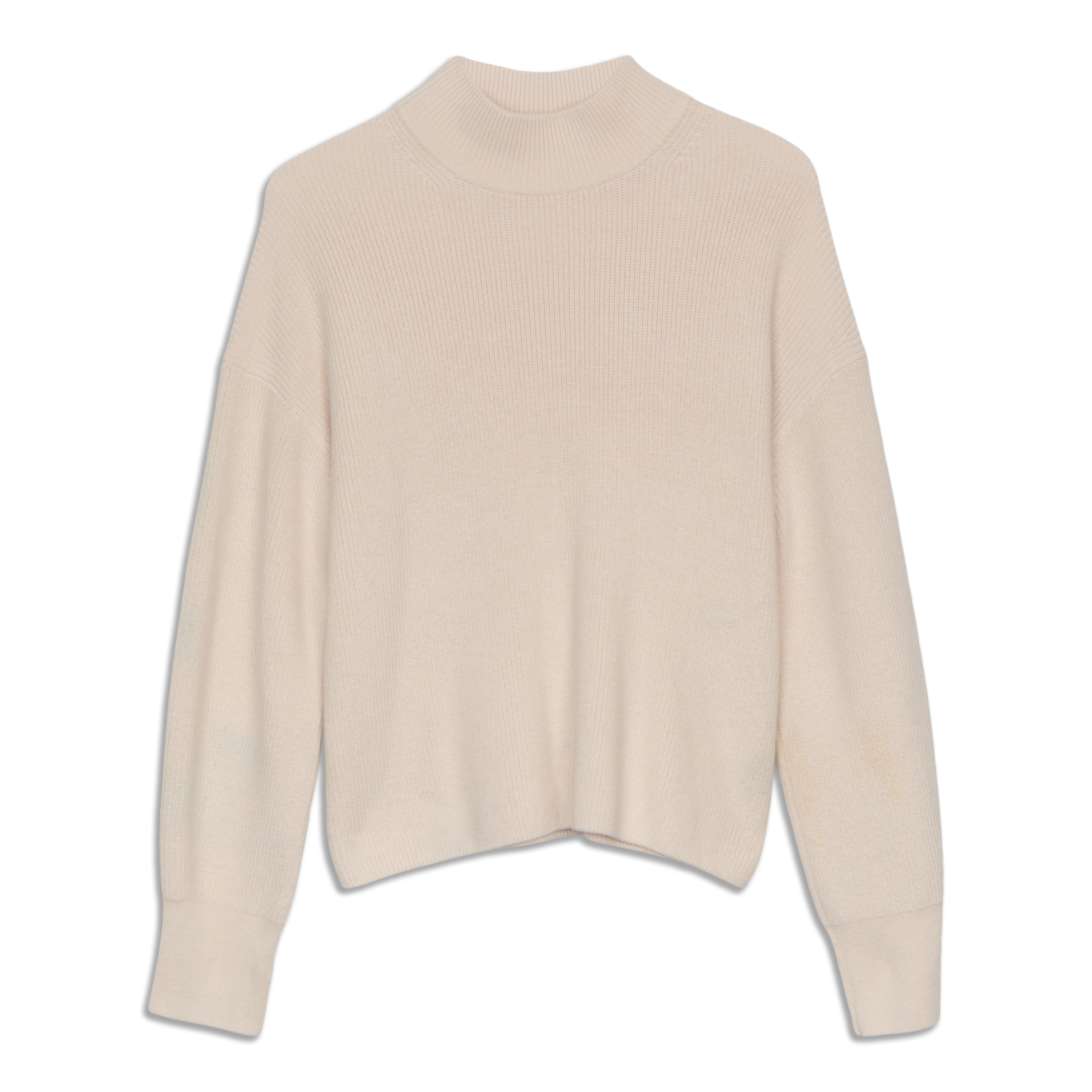 Lululemon Merino Wool-Blend Ribbed Turtleneck Sweater - Heathered Natural  Ivory - lulu fanatics