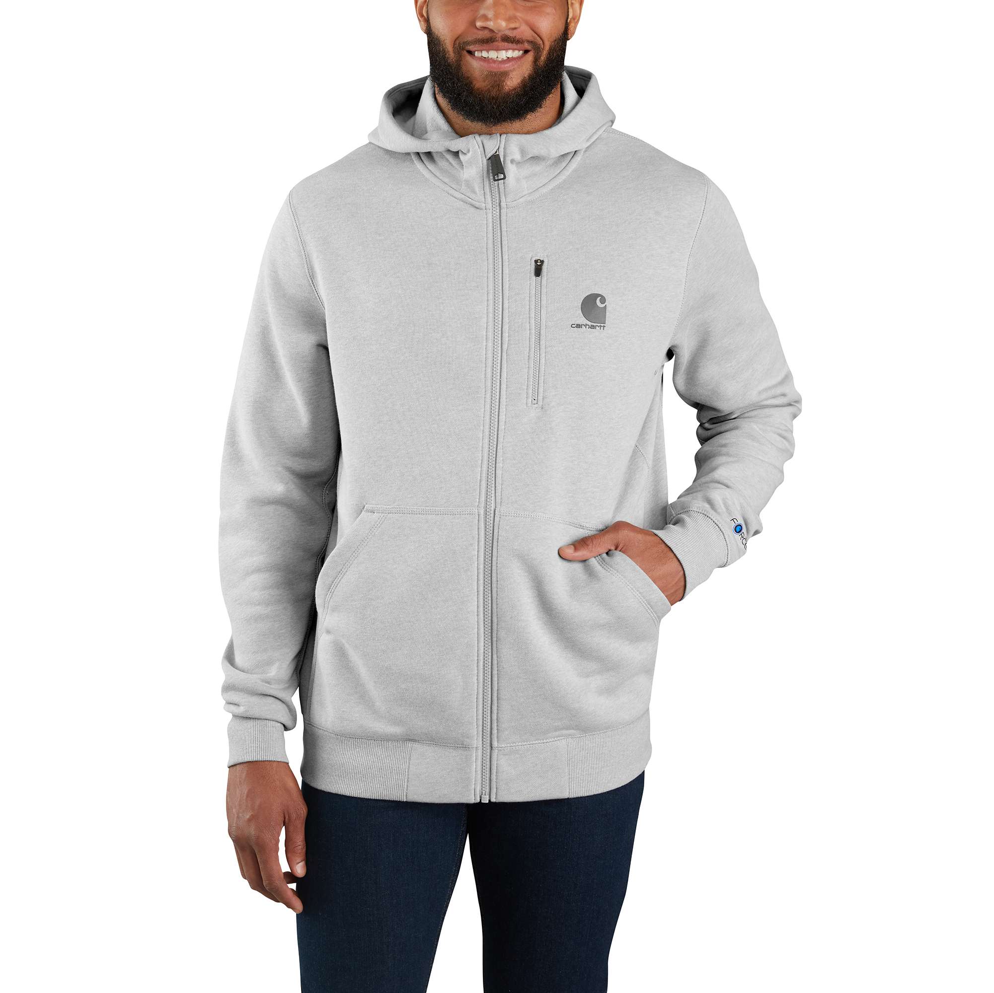 Used + Reworked Carhartt Men's Carhartt Force® Delmont Graphic Full-Zip  Hooded Sweatshirt | Carhartt Reworked