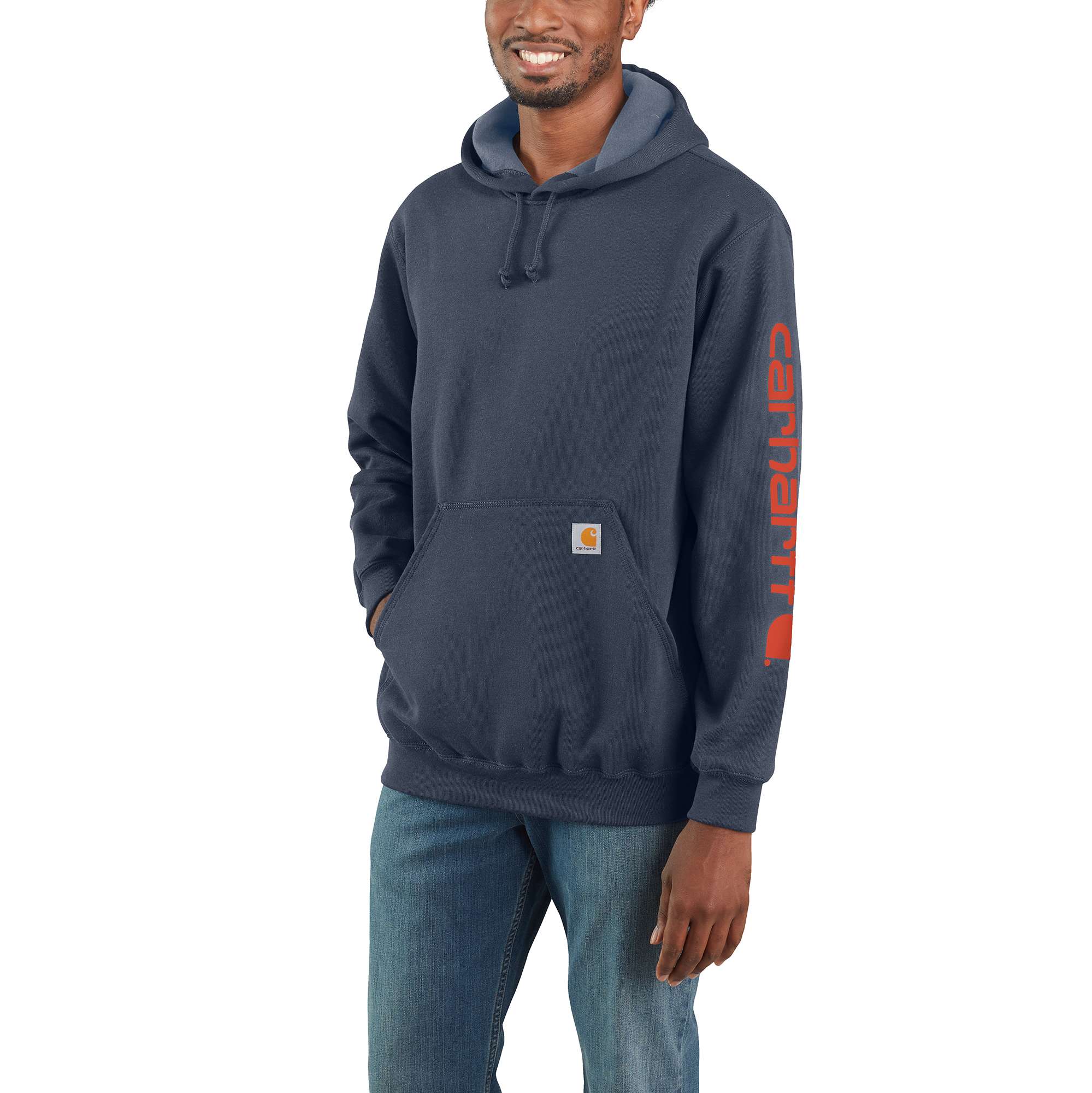 Used + Reworked Carhartt Men's Loose Fit Midweight Logo Sleeve Graphic  Sweatshirt | Carhartt Reworked