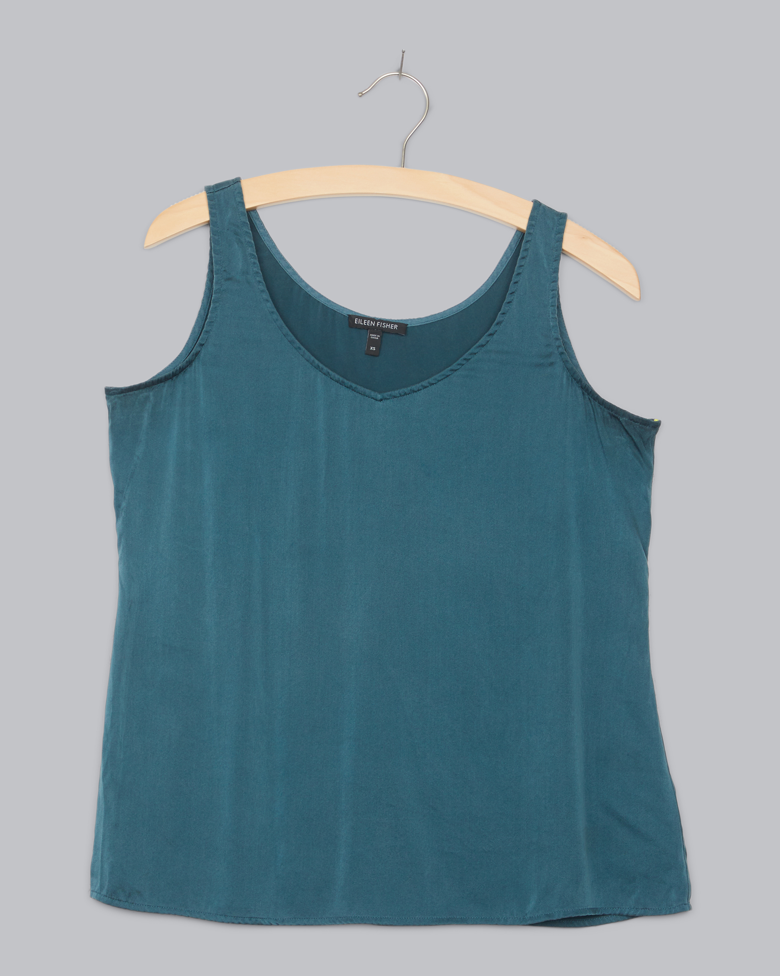 Used Stretch Silk Charmeuse Tank Blue