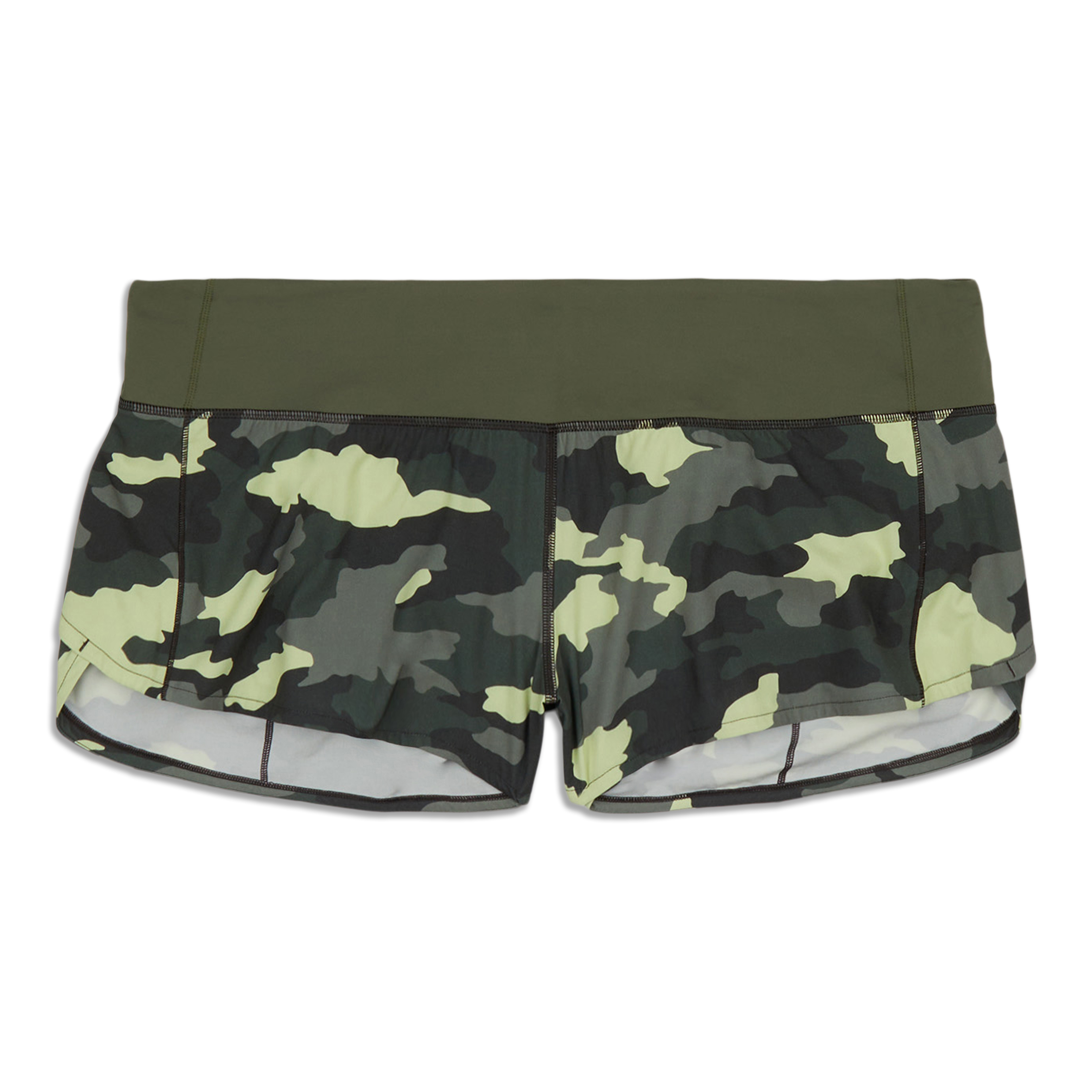 Lululemon Speed Up Short Incognito Camo Multi Gator Green Low Rise