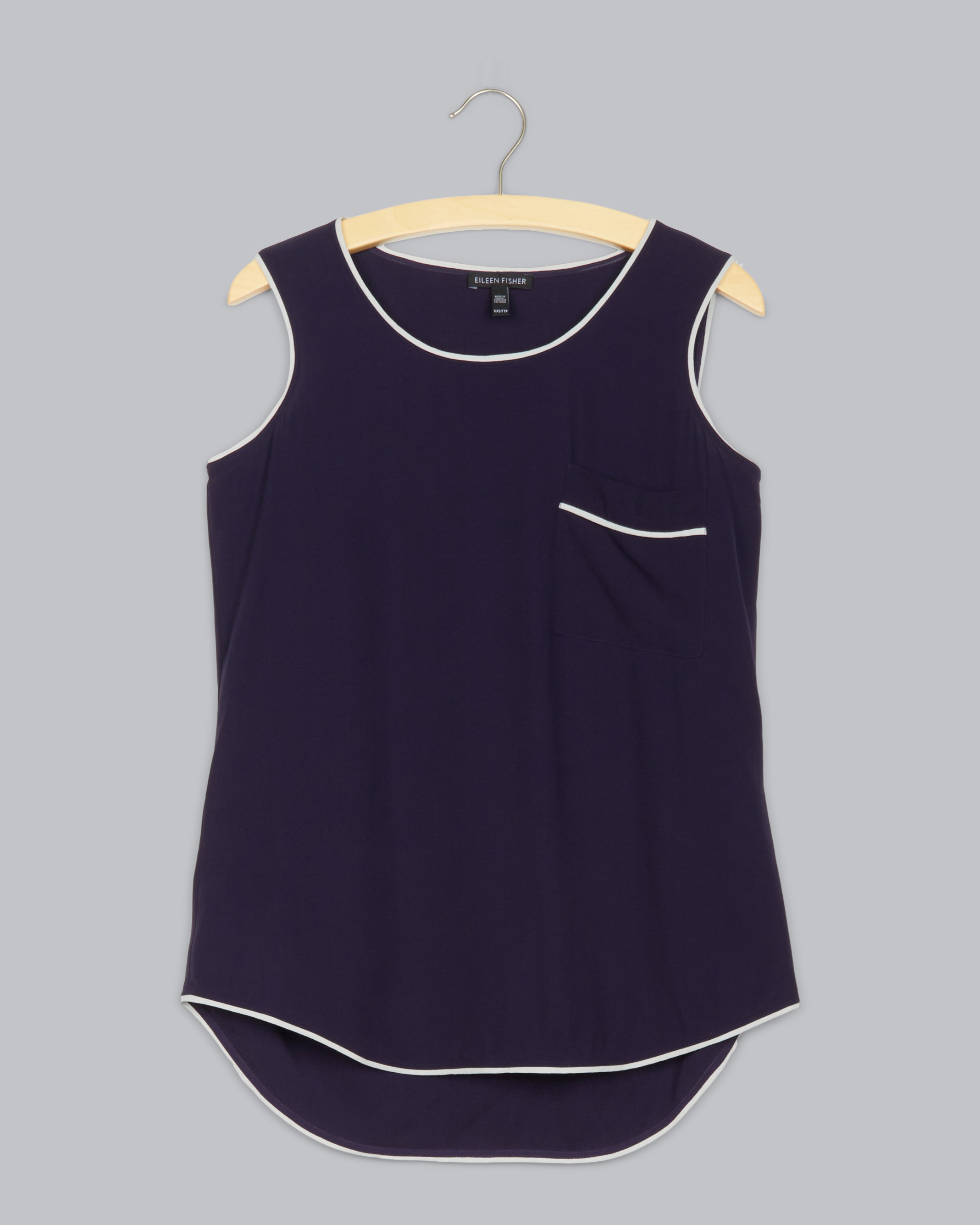 discounted orders NEW EILEEN FISHER stretch silk charmeuse v-neck tank top  in nocturne