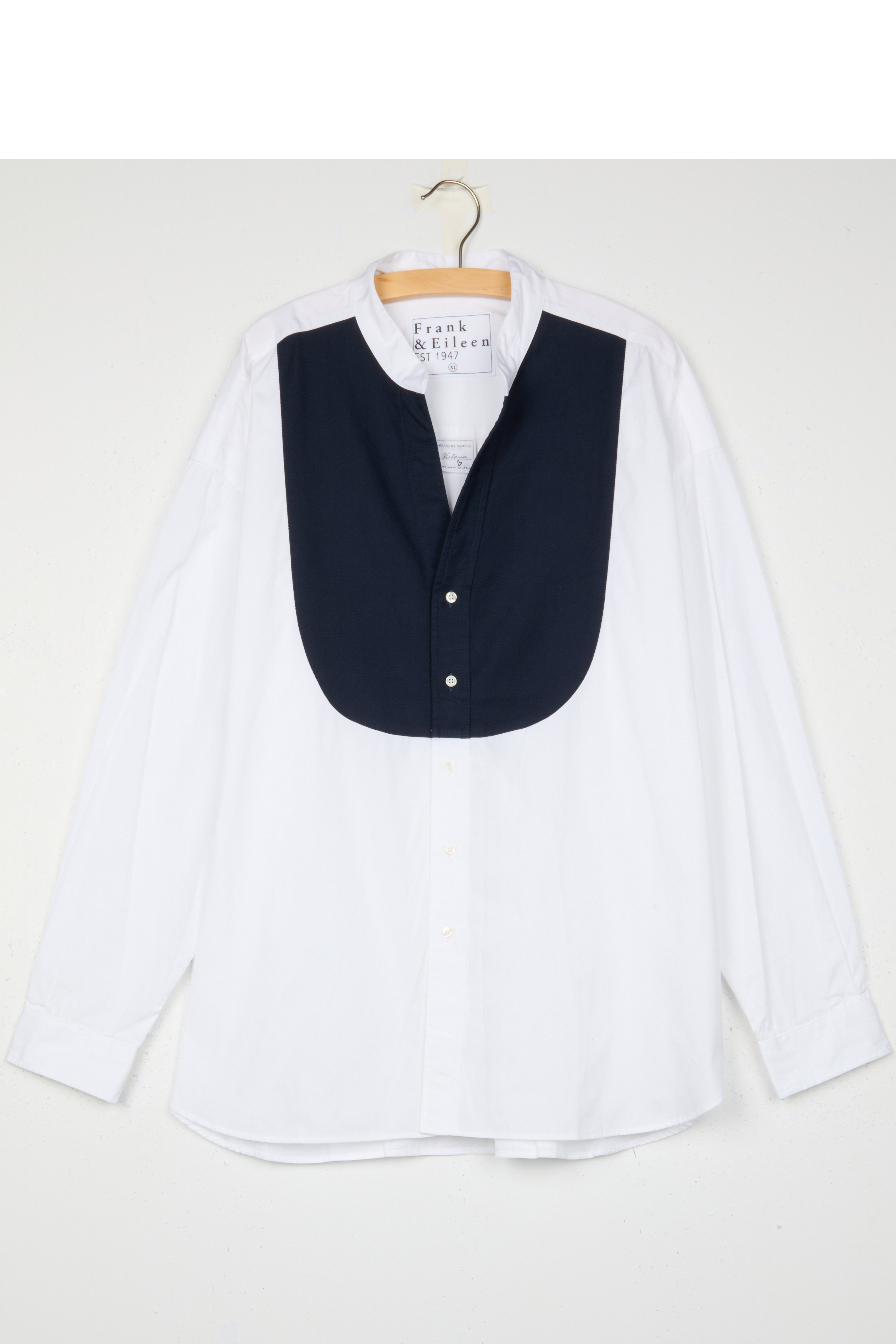 Victoria, Italian Tuxedo Shirt, White Navy Bib – ReLoved by Frank