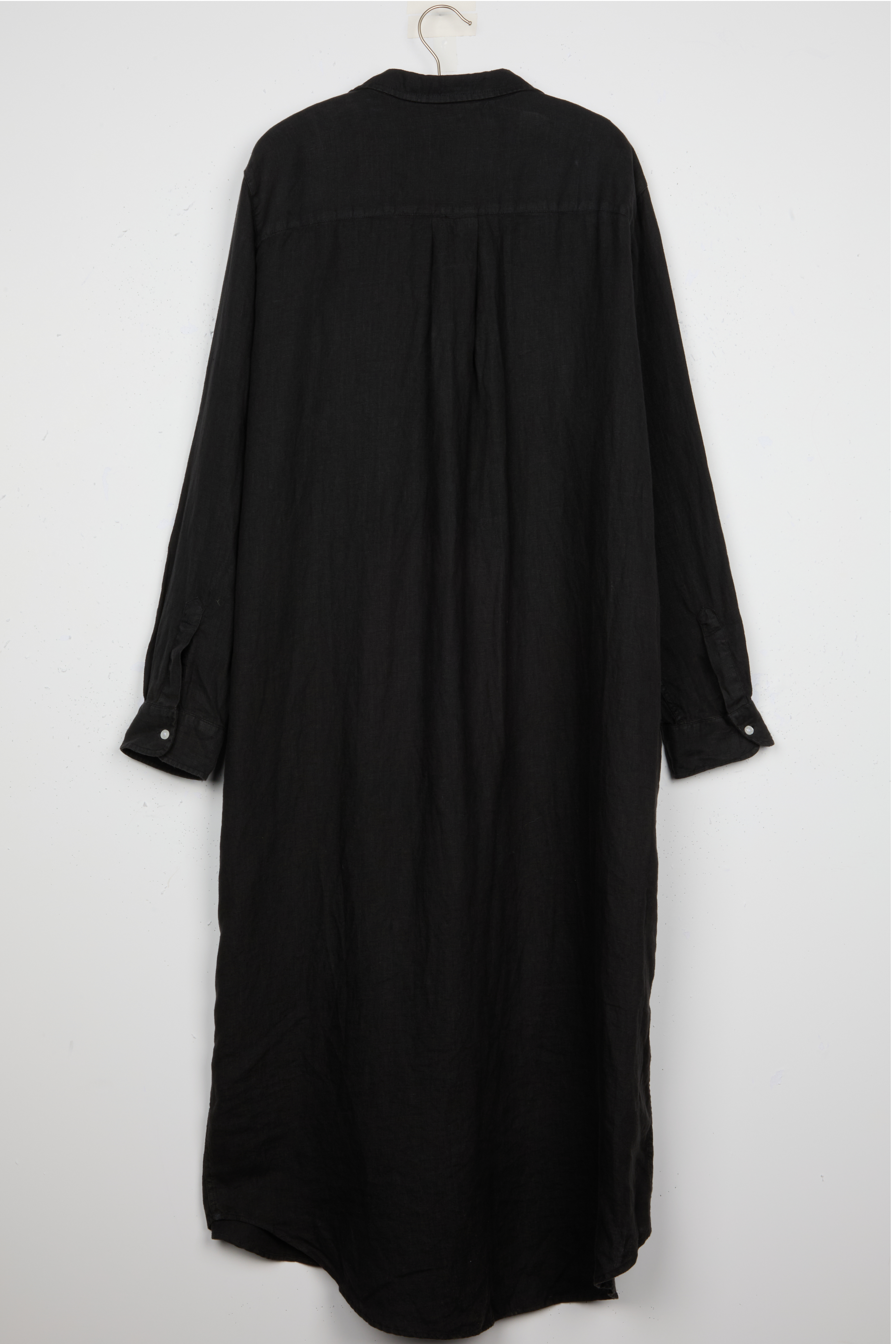 knee length dresses for ladies Linen Shirt Dress Black LG / Solids main image 0