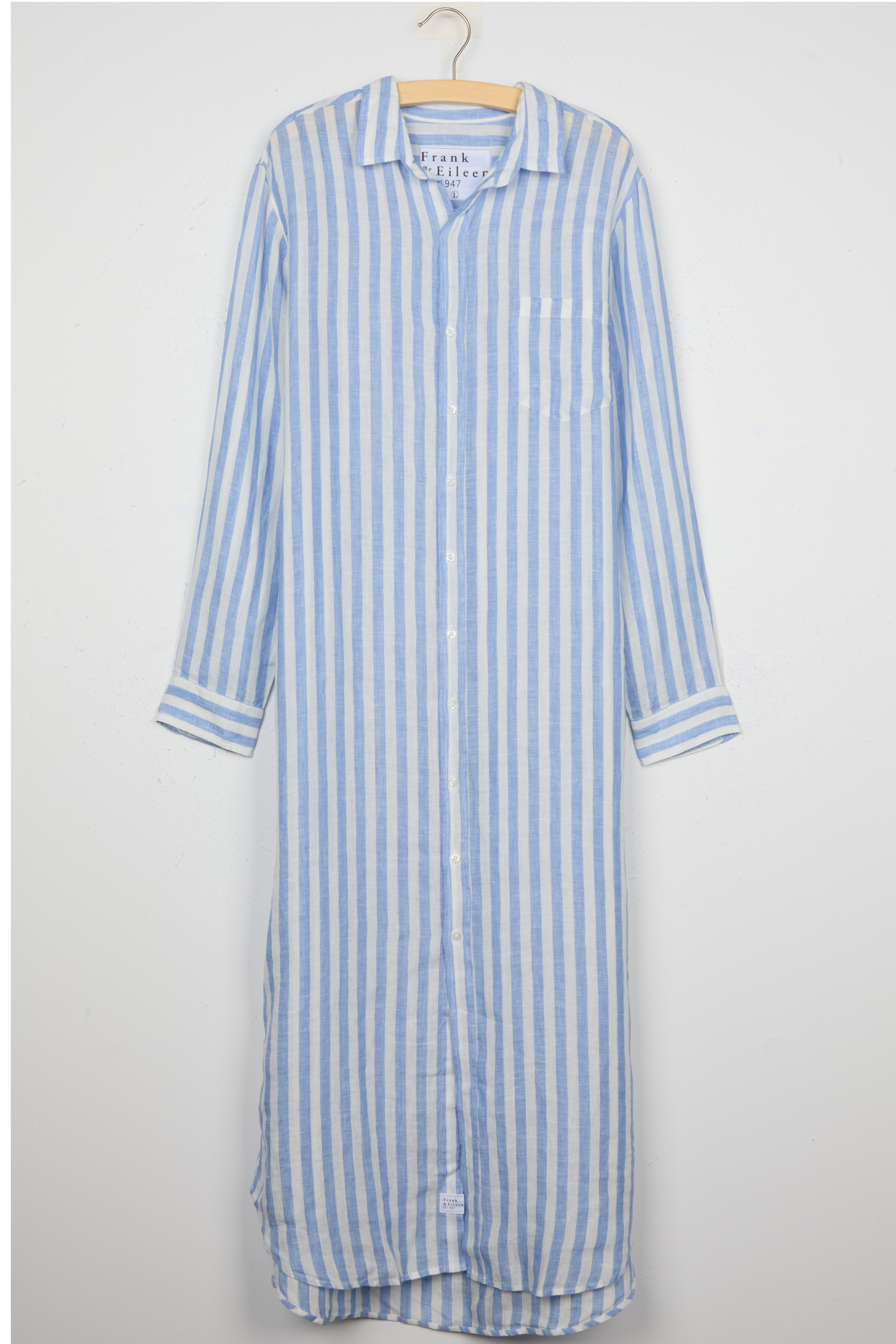 blue and white maxi shirt dress Meadow Maxi Dress Cream/Dusty Blue / M