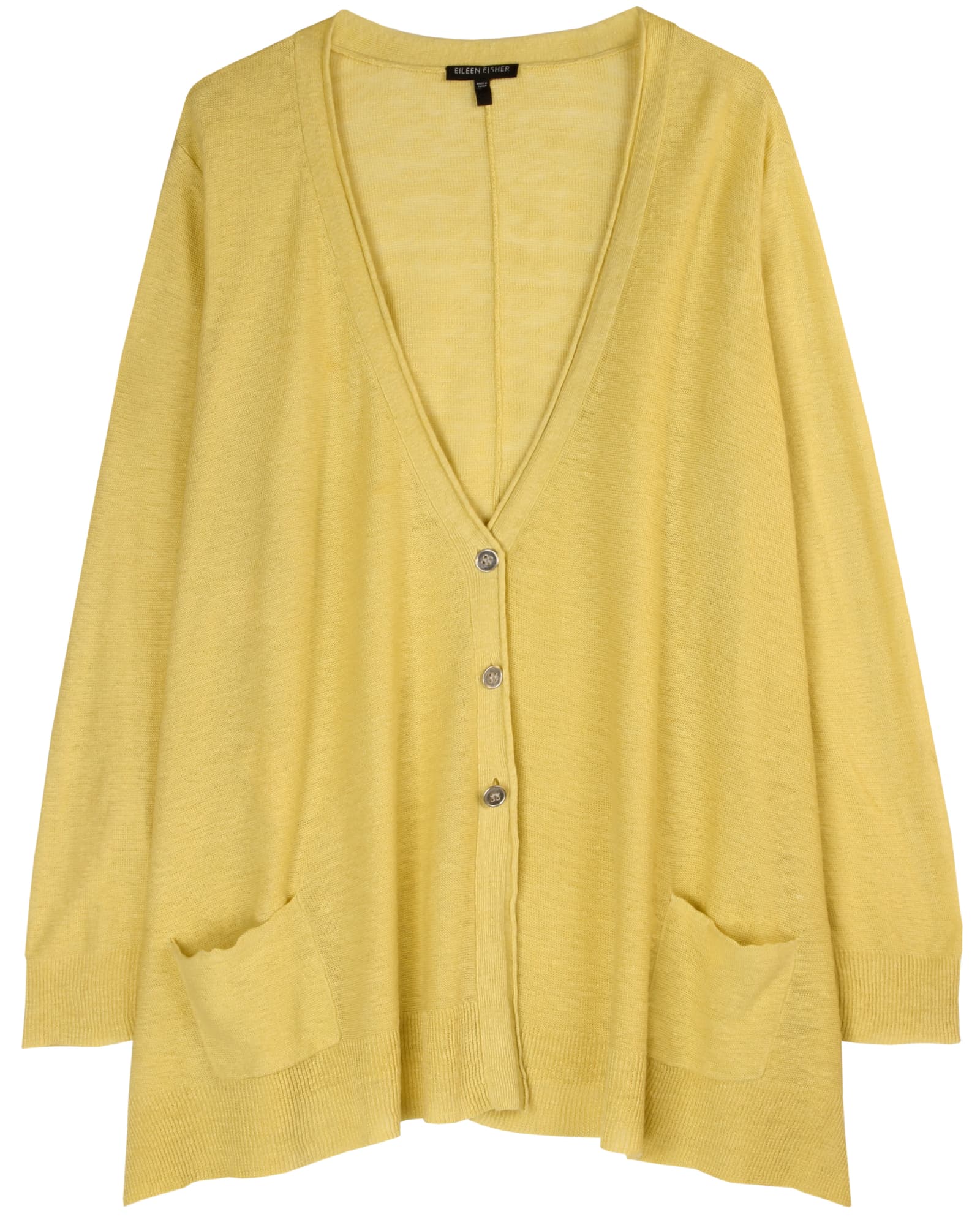 Used Lightweight Fine Gauge Linen Cardigan Yellow | EILEEN FISHER RENEW