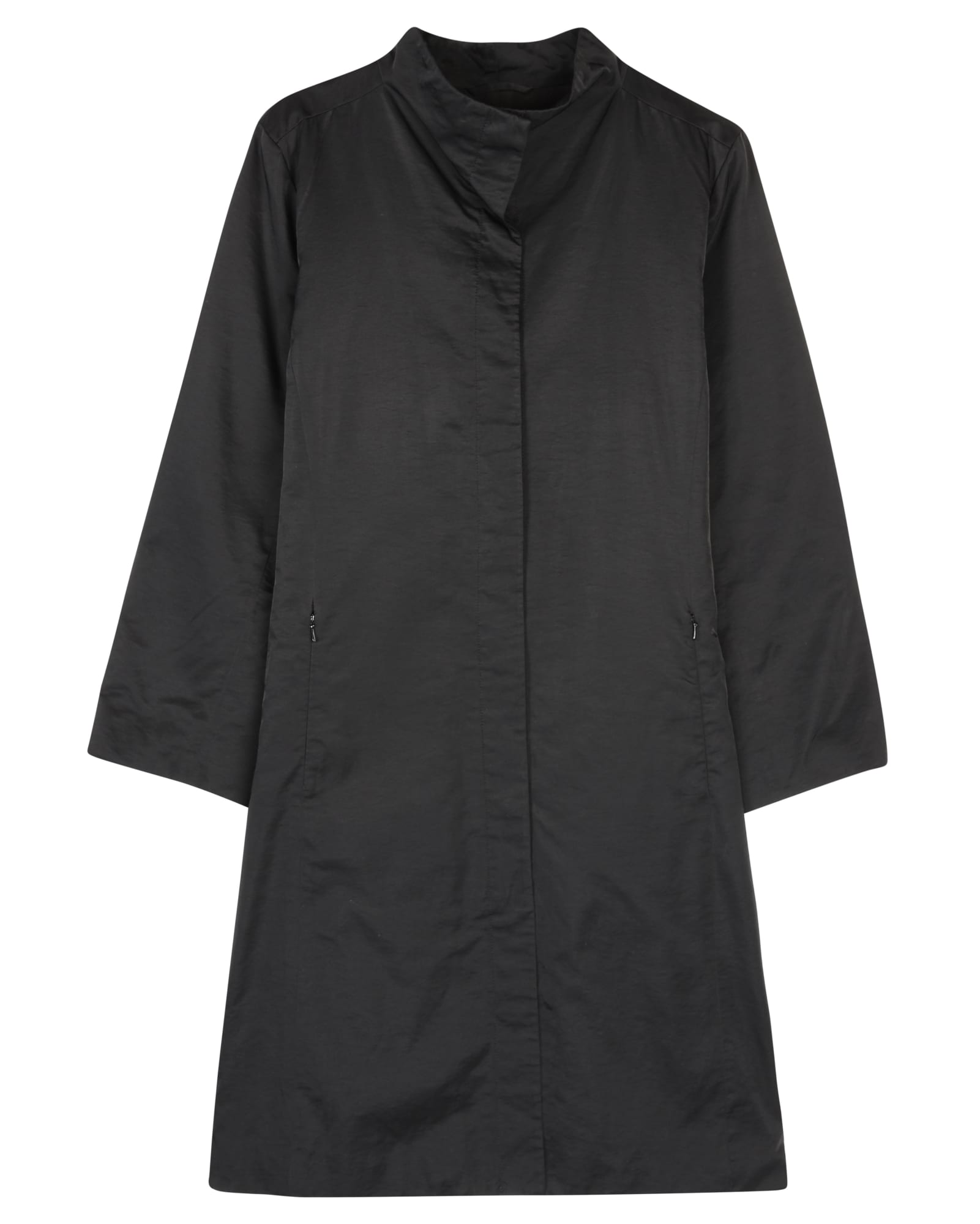 Used Cotton Nylon with Fleece Lining Coat Black | EILEEN FISHER RENEW
