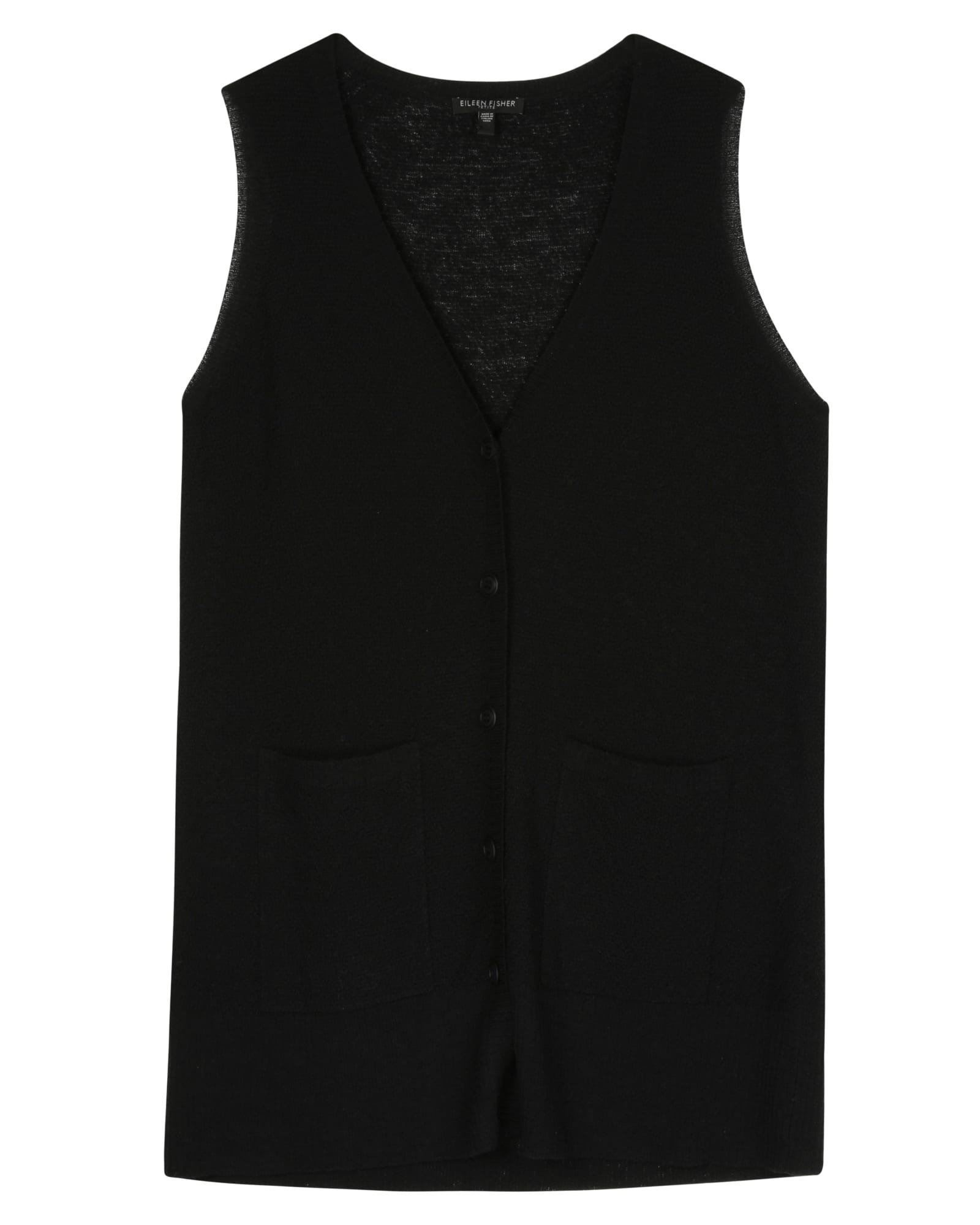 Used Washable Wool Fine Crepe Vest Black | EILEEN FISHER RENEW