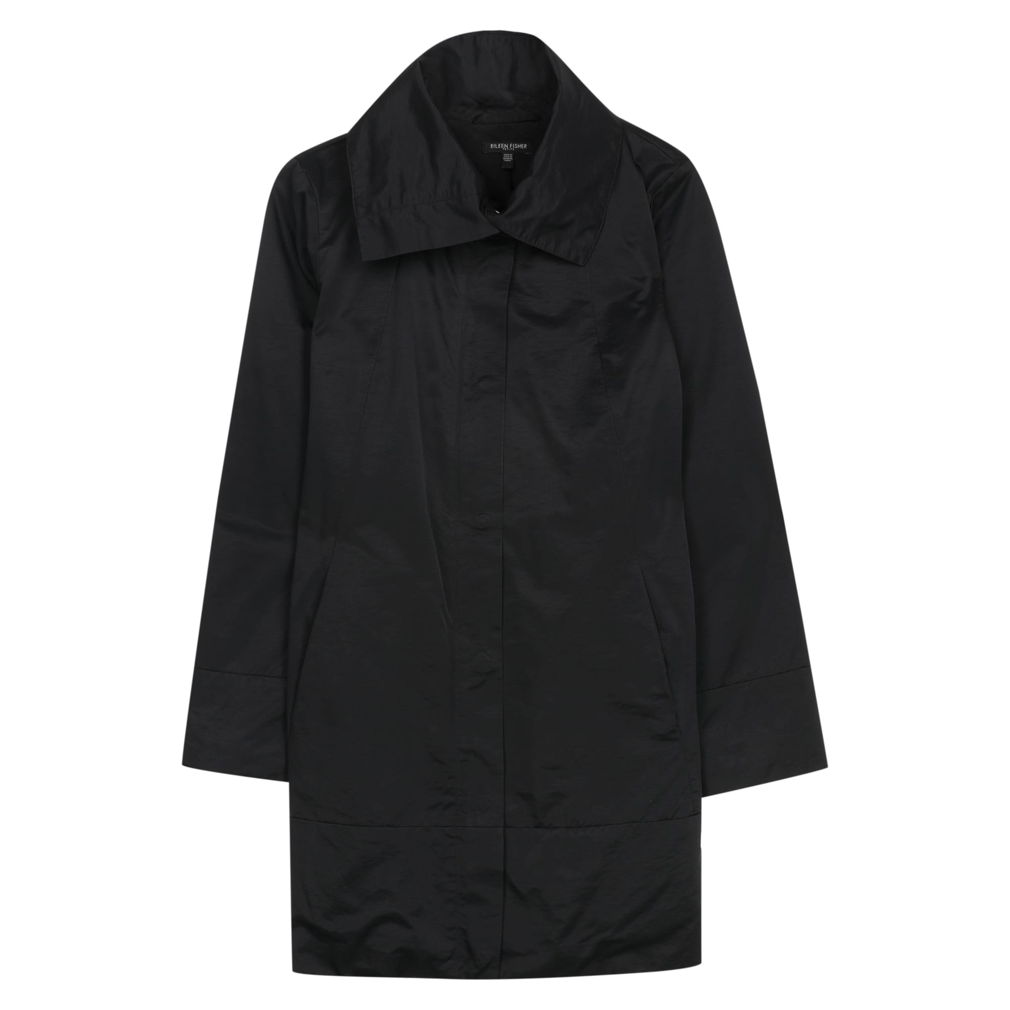 Used Cotton Nylon with Fleece Lining Coat Black | EILEEN FISHER RENEW