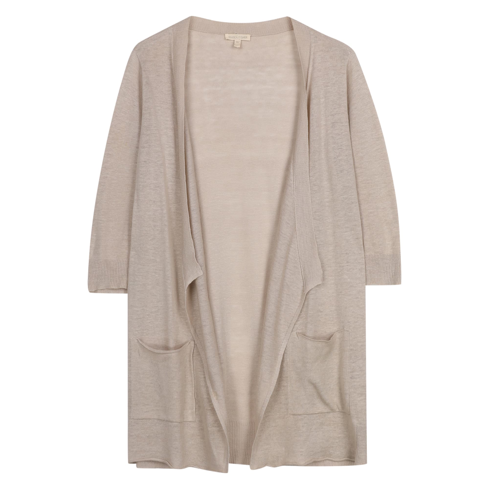 Used Lightweight Fine Gauge Linen Cardigan Neutral/beige | EILEEN ...