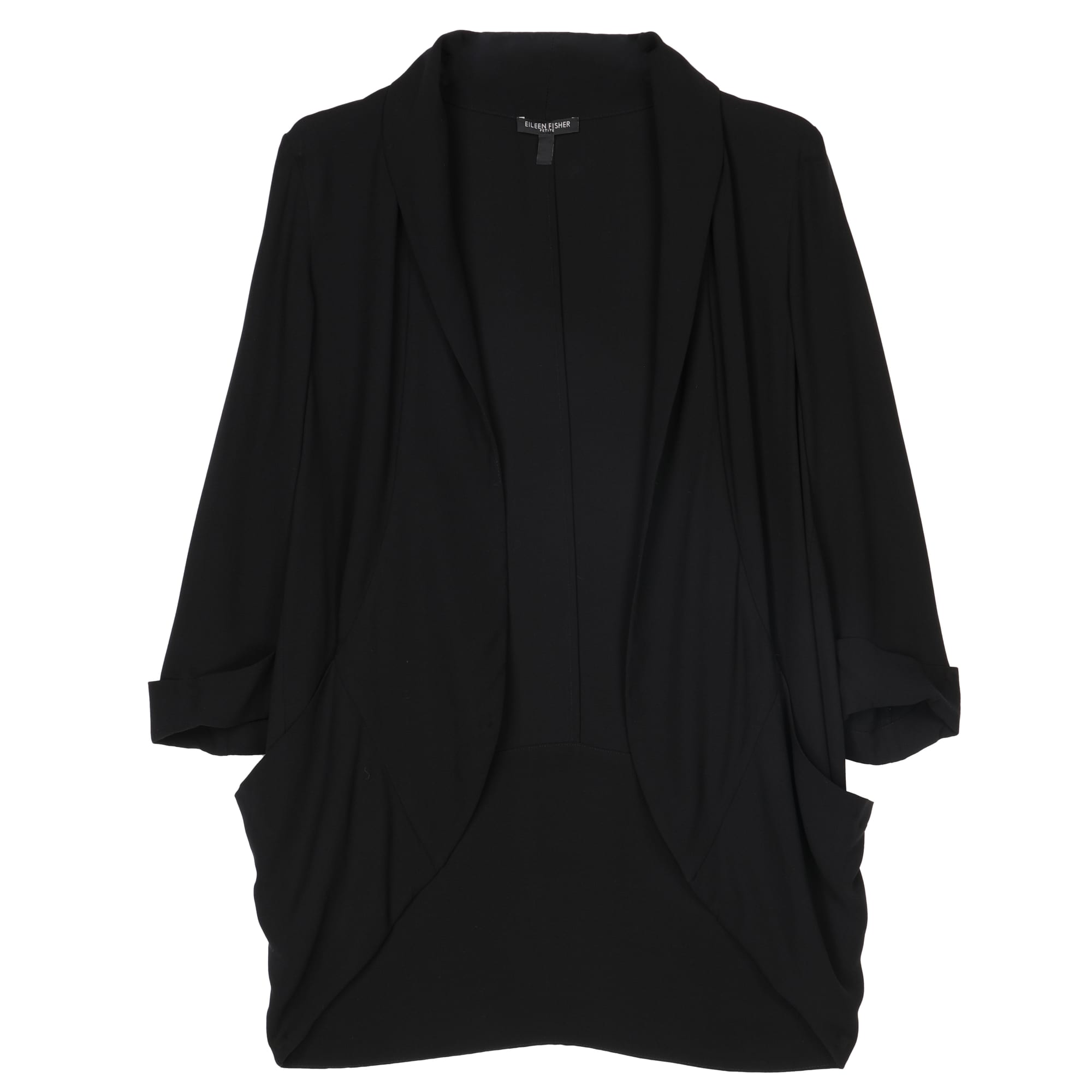 Used Silk Georgette Crepe Jacket Black | EILEEN FISHER RENEW