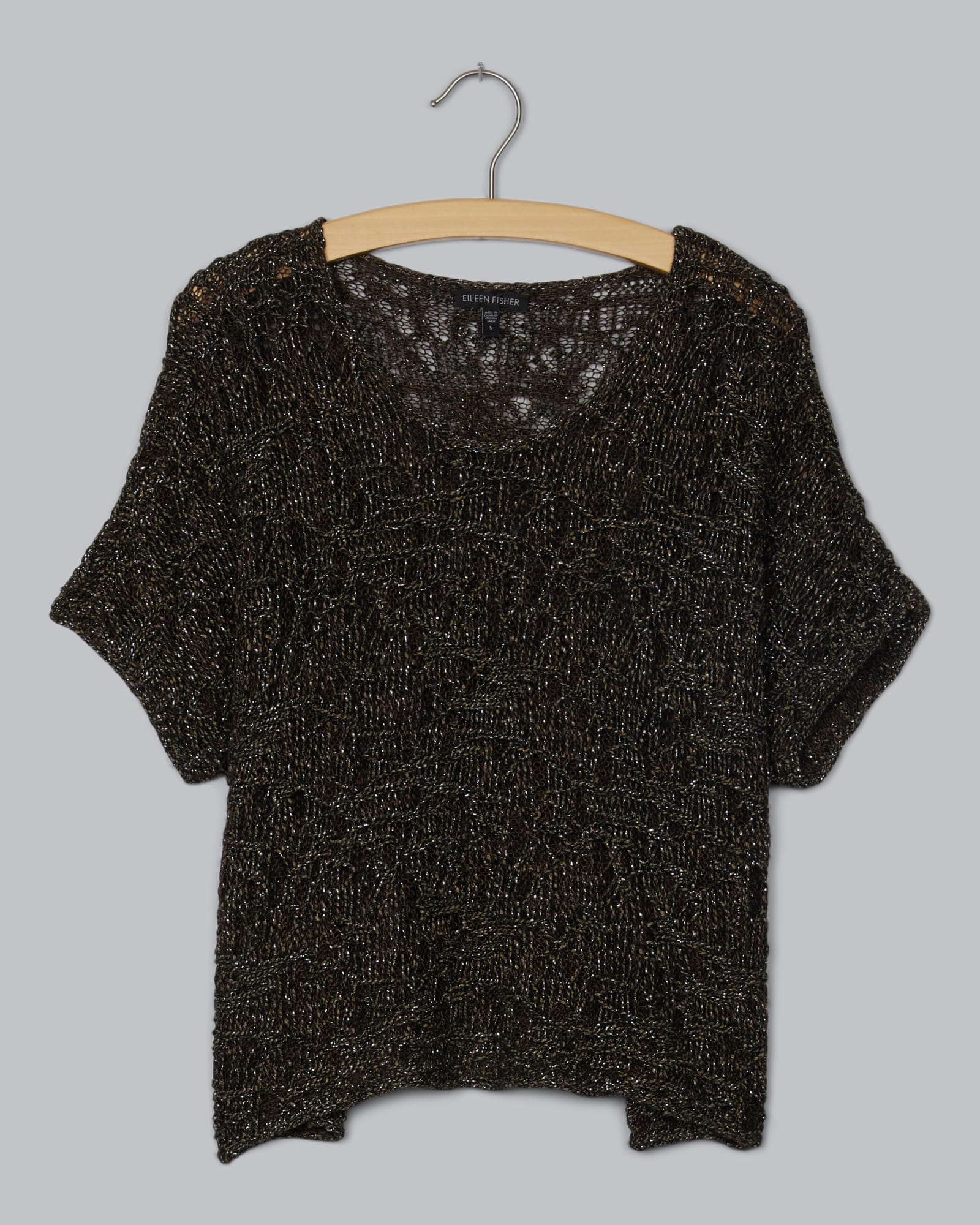 Used Wrapped Sparkle Jacquard Pullover Brown | EILEEN FISHER RENEW