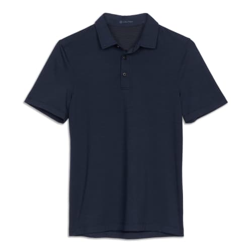 Dark Blue Plain Button Down Polo Long Sleeves (Charmeuse Satin) - Basics  2020 for Men