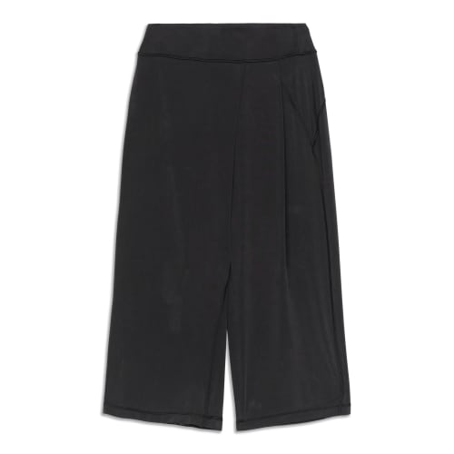 Lululemon Rippled Wide Leg Super-High-Rise Crop - Black - lulu fanatics