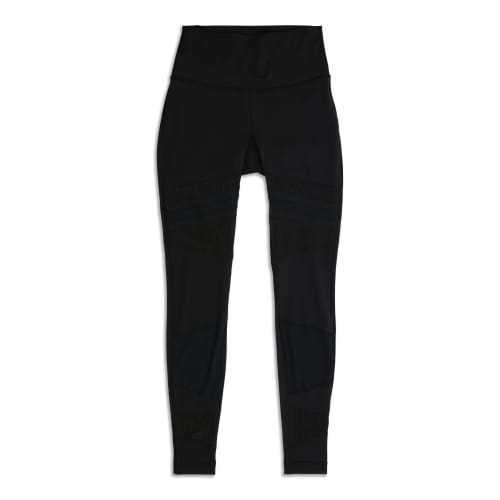 Lululemon High Rise Wunder Under Stirrup Leggings Black Herringbone - Size 4