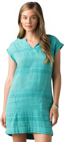 PrAna Women's Skypath Dress Size Small Teal Blue White