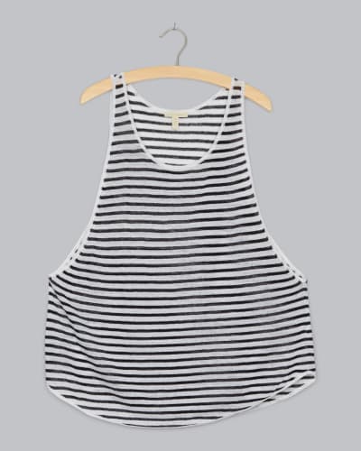 Fine Linen Crepe Stripe Tank